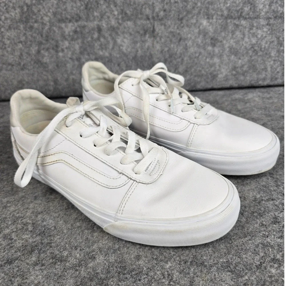 Vans Ward Luxe Comfort Womens 10 White Tonal Leather Skate Shoes Low Top Sneaker